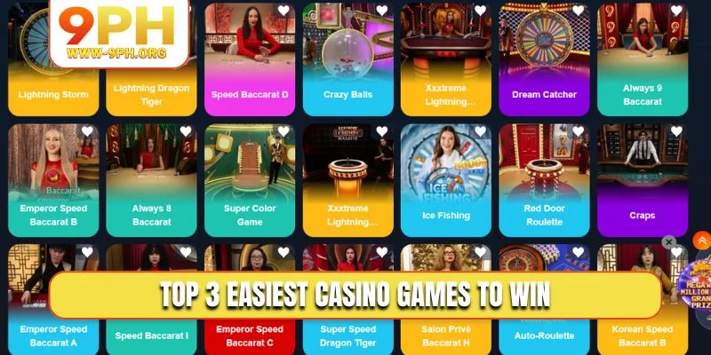 Top 3 easiest casino games to win