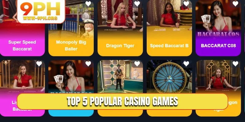 TOP 5 popular casino games