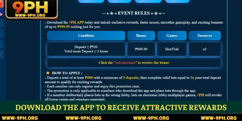 Download the app to receive attractive rewards