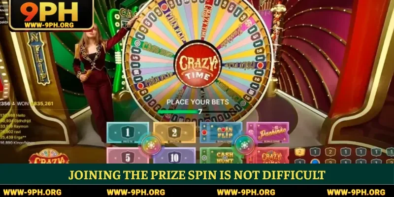 Joining the prize spin is not difficult