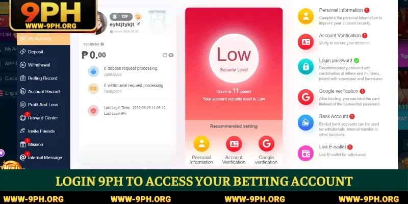 Login 9PH to access your betting account