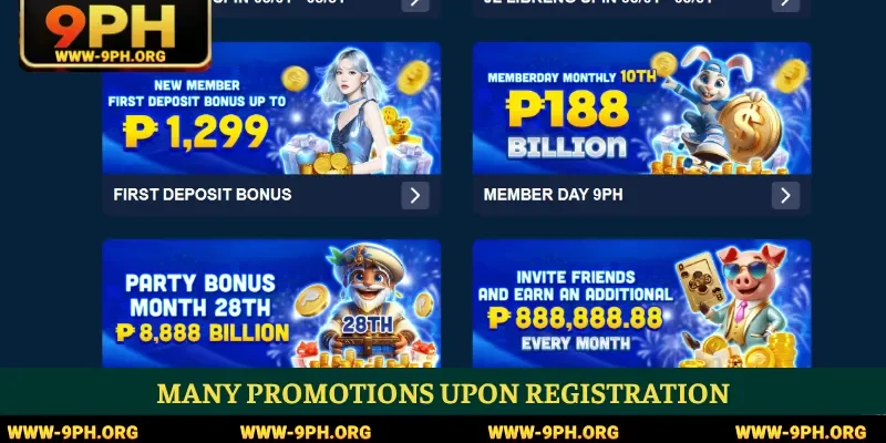 Many promotions upon registration