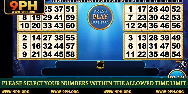 Please select your numbers within the allowed time limit