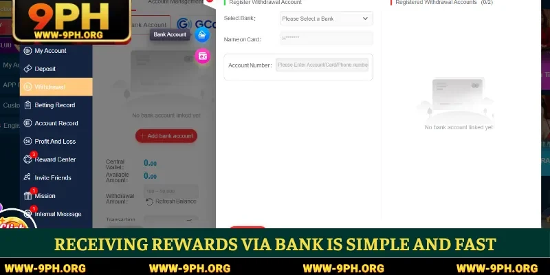 Receiving rewards via bank is simple and fast