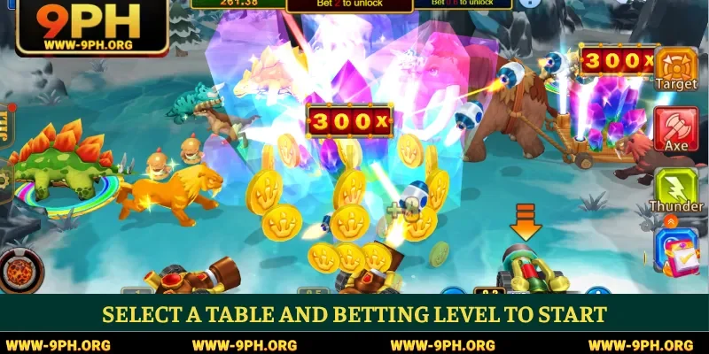Select a table and betting level to start