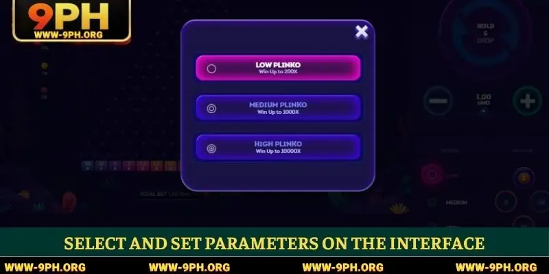 Select and set parameters on the interface