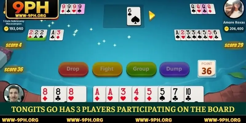 Tongits Go has 3 players participating on the board