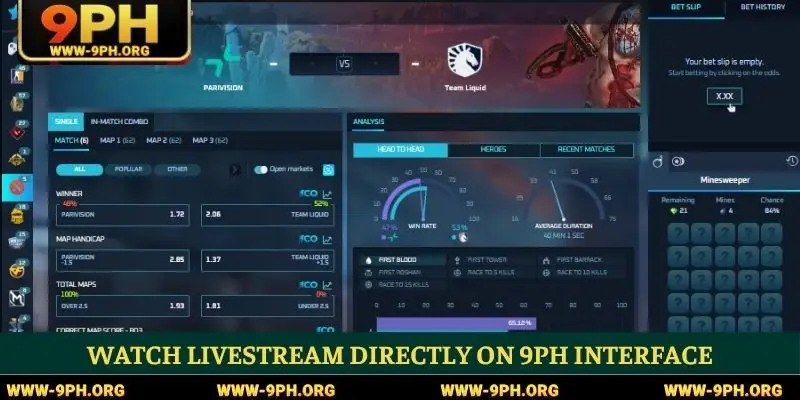 Watch livestream directly on 9PH interface