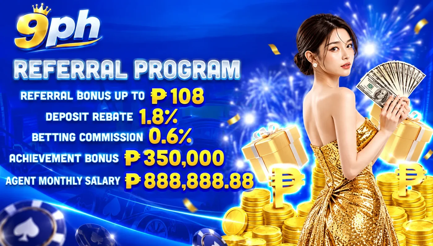 The 9PH official site interface displayed on a mobile and web browser, highlighting over 1,000 casino games, secure betting, and fast real-money payouts.